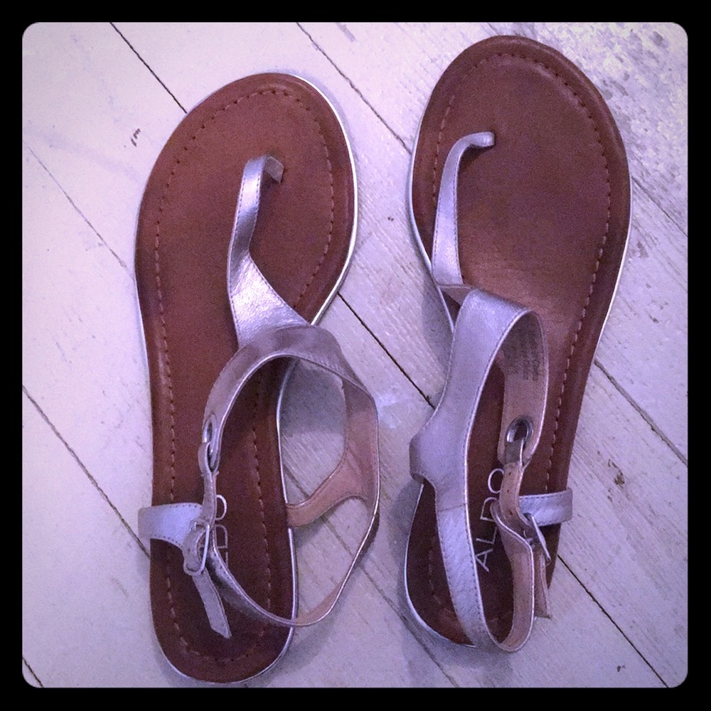 Silver Aldo sandals EUC!